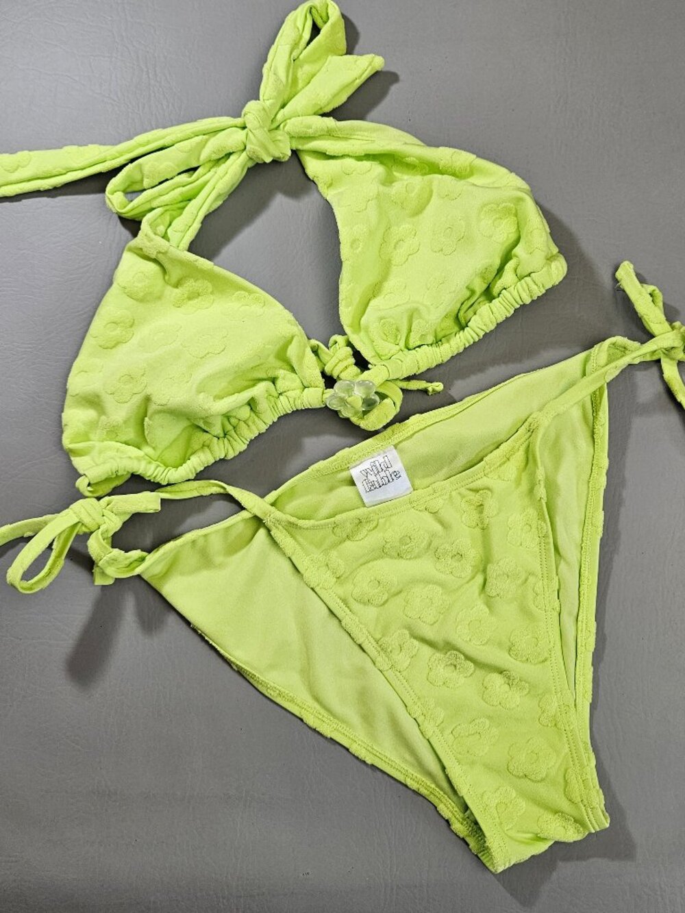 Wild Fable Bikini Set Size Small Top Bottom Lime Green Floral